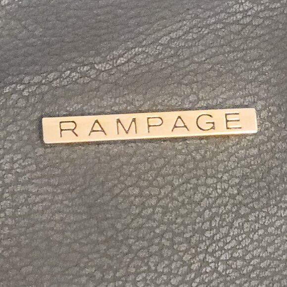 Rampage Gray Faux Leather Tote Bag With Gold Zippers & Double Straps - Picture 3 of 15